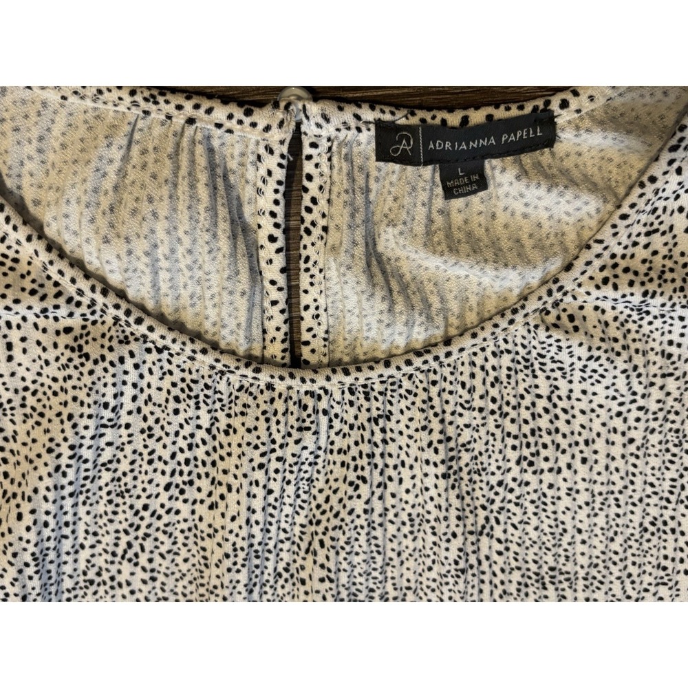 Adrianna Papell Woman's Pleated Black And White Blouse -large - Picture 4 of 5
